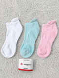 Calcetines cortos blanco, verde menta y rosa con empaque Lululemon