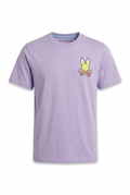 Playera lila con diseño Psycho Bunny en maniquí invisible 3D de frente