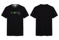 Playera negra con gráfico de cocodrilo verde al frente y espalda lisa, con volumen suave sobre fondo blanco