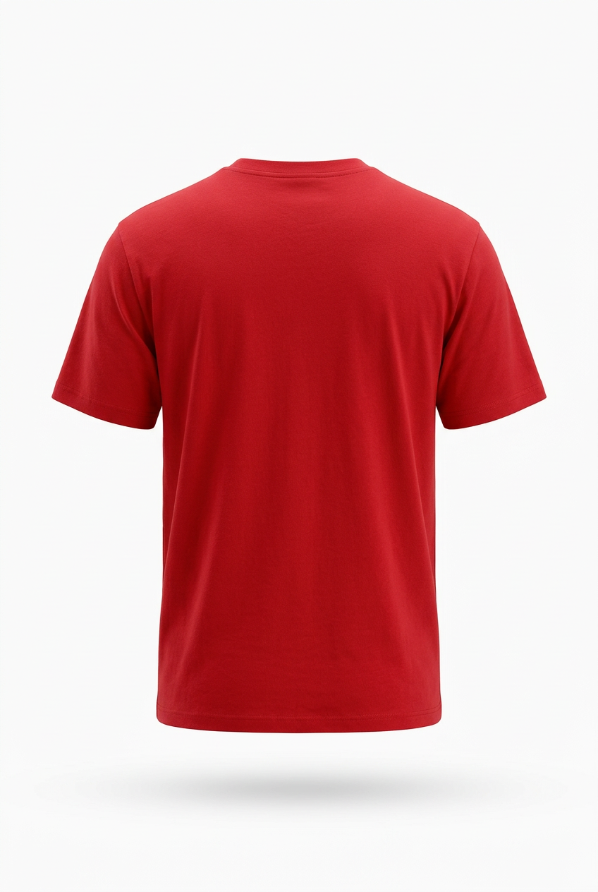 Playera roja en maniquí invisible 3D de espalda
