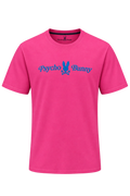 Playera Psycho Bunny rosa de frente con maniquí invisible