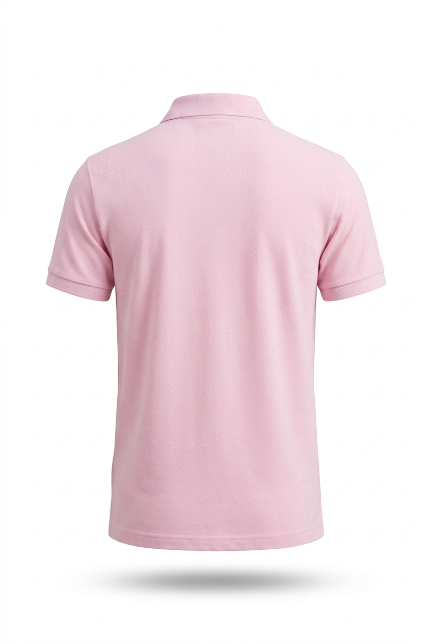 Polo rosa claro en maniquí invisible 3D de espalda