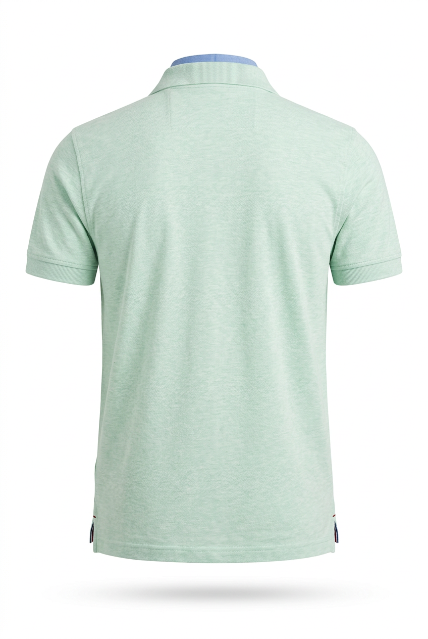 Polo verde menta en maniquí invisible 3D de espalda