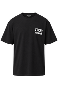 Playera True Religion negra de frente con maniquí invisible